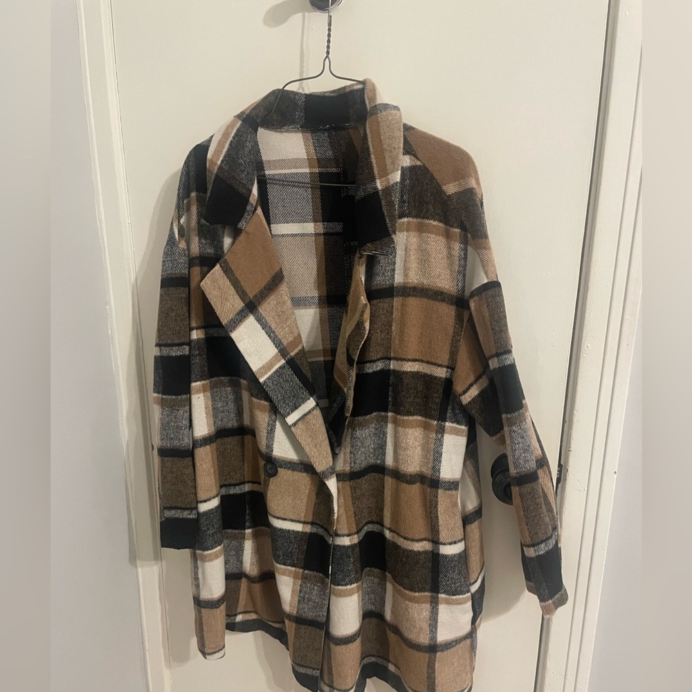Plaid Women's Sweater - Brown, Black, White